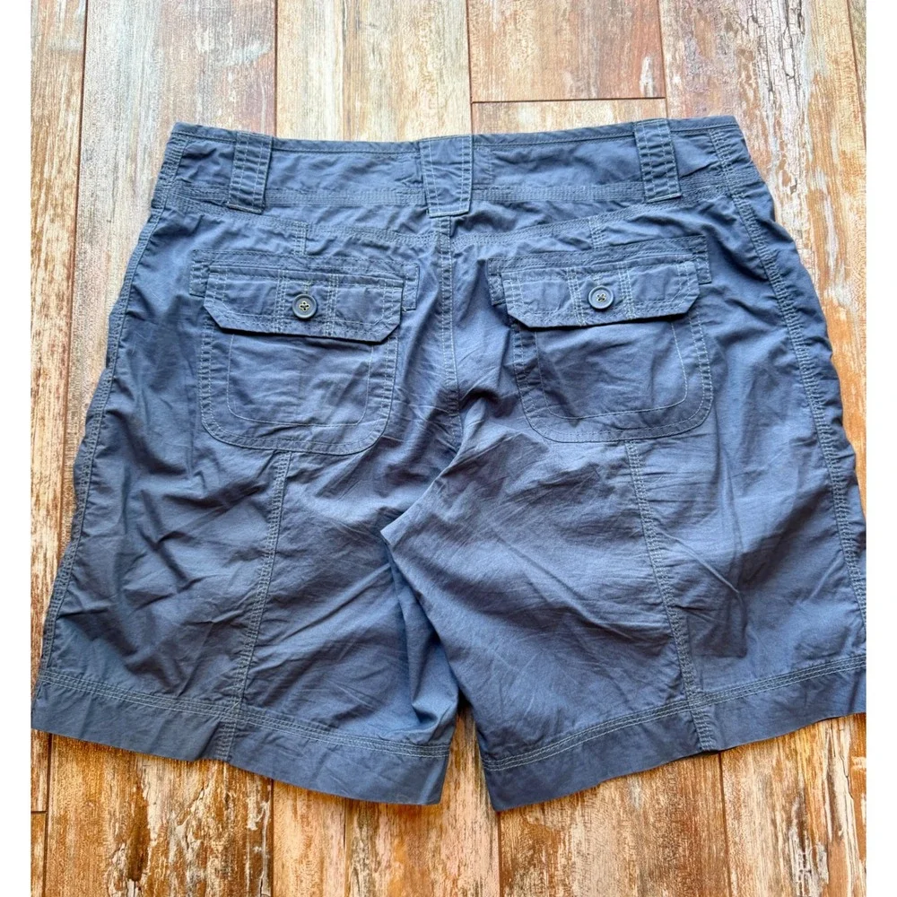 Aventura Organic Cotton Utility Shorts Blue Gray Size 12 Contrast Stitch Pockets